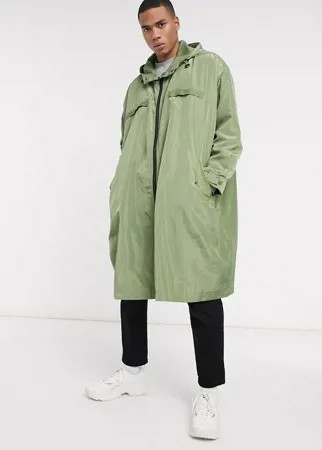 Зеленая куртка-парка из легкого хлопка в стиле oversized ASOS DESIGN-Зеленый цвет