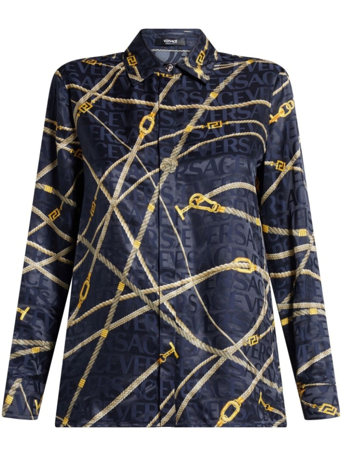 Versace рубашка Greca Nautical с длинными рукавами, синий