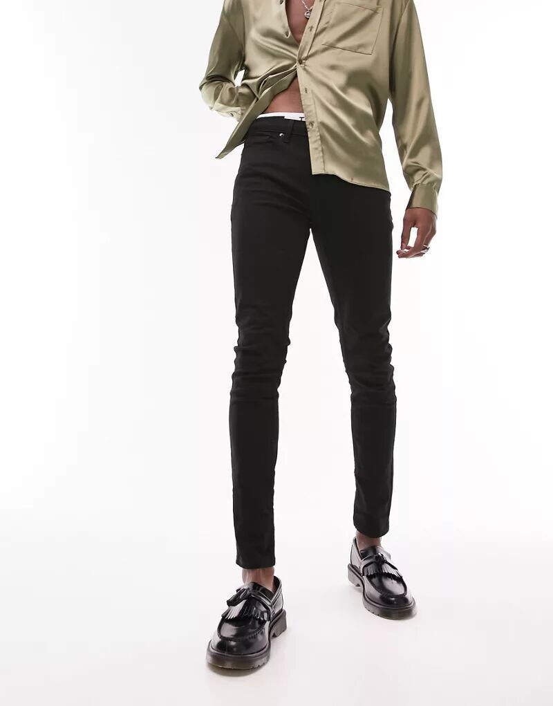 Черные джинсы с эффектом спрея Topman