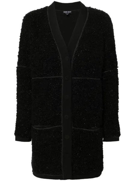 Giorgio Armani длинный кардиган-пальто из ткани букле, черный