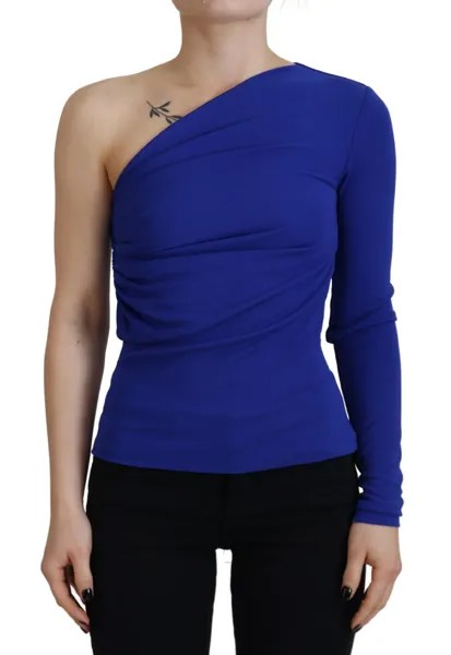 DSQUARED2 Верхняя синяя вискозная блузка приталенного кроя на одно плечо IT38/US4/XS Рекомендуемая розничная цена 960 долларов США