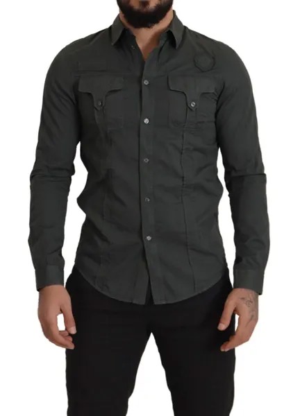 Рубашка GF FERRE темно-серая, хлопковая, мужская, повседневная, на пуговицах, IT48/US38/M, рекомендуемая цена: 300 долларов США