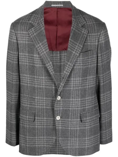 Brunello Cucinelli клетчатый пиджак из смесовой шерсти, серый