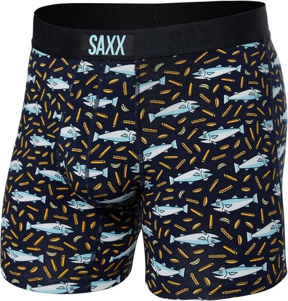 Трусы-боксеры Vibe Super Soft Boxer SAXX UNDERWEAR, цвет Fish & Chips/Navy