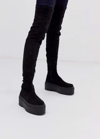 Ботфорты на массивном каблуке ASOS DESIGN Katie-Черный