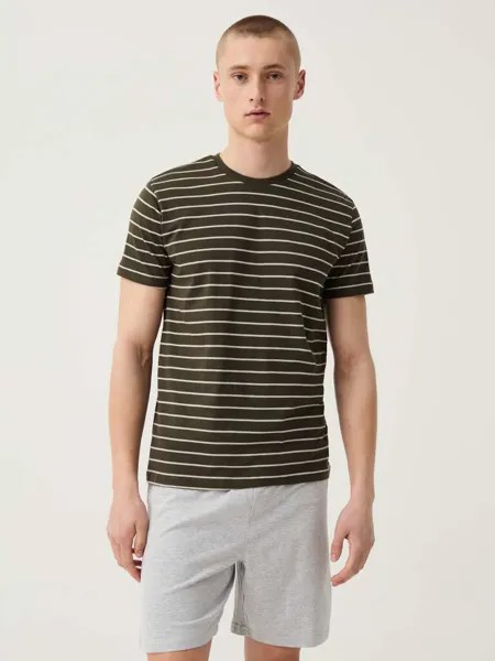 Короткая пижама с полосатым верхом Ovs, цвет grey/green