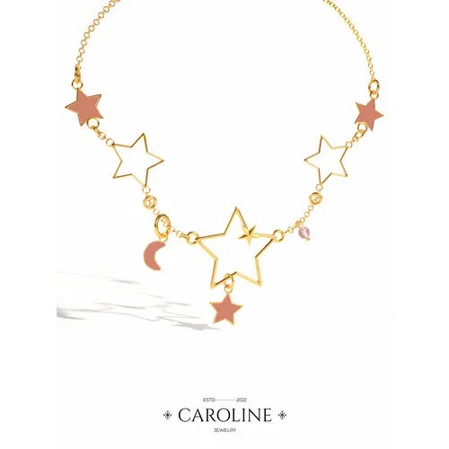 Браслет-цепочка Caroline Jewelry, эмаль, размер 23 см, золотой