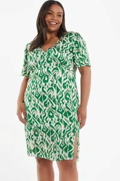 Платье-миди Curve Green с ацтекским принтом QUIZ Clothing