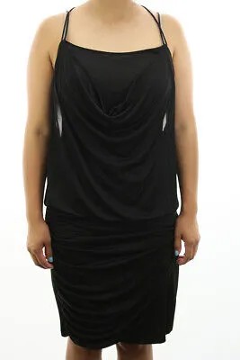 Черное платье-футляр Guess Juniors с драпировкой на тонких бретельках и Т-образным вырезом спереди L