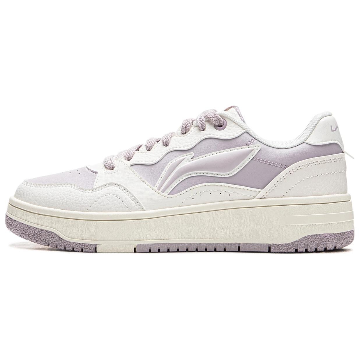 Кроссовки LINING Tianji Soft Skateboarding Shoes Women's Low-top Cloud White/Smoke Purple Grey, фиолетовый