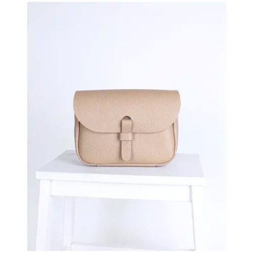 Женская сумка через плечо из натуральной кожи бежевая A016 beige grain