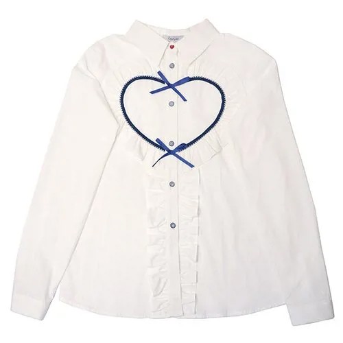 Белая школьная блузка с кокеткой-сердцем 116
