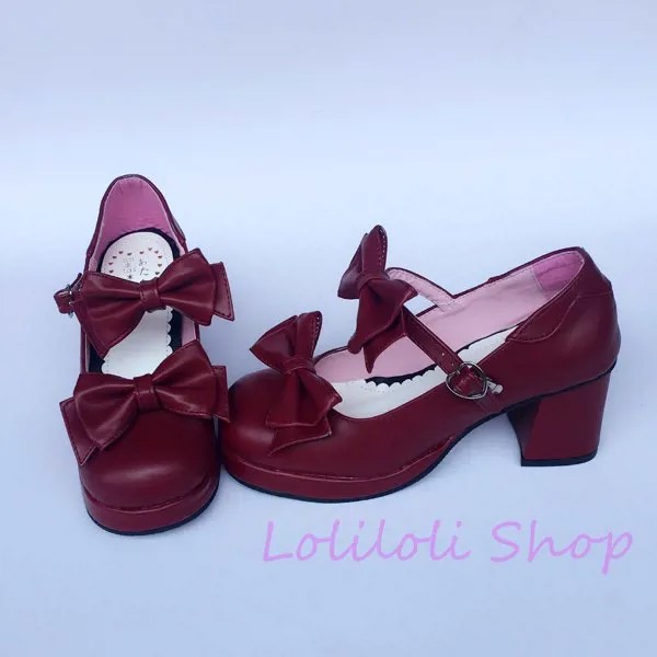Туфли принцессы sweet lolita loliloli yoyo японский дизайн под заказ большой размер jujube красная яркая кожа высокие туфли an1217