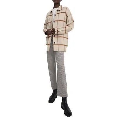 Theory Женская бежевая шерстяная куртка в клетку с принтом теплая куртка-рубашка M BHFO 9251