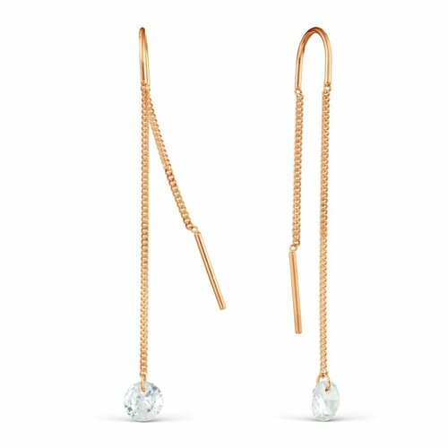 Серьги цепочки Diamant online, золото, 585 проба, фианит, бесцветный