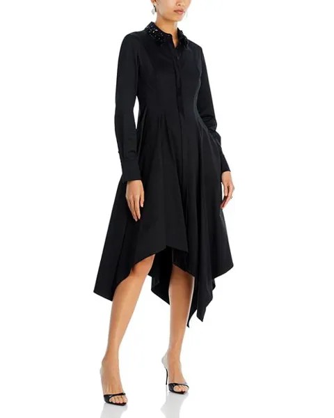 Шелковое платье с украшенным воротником и платком Jason Wu Collection, цвет Black