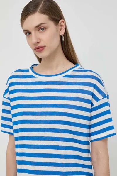 Льняная футболка Weekend Max Mara, синий