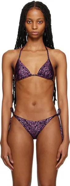 Черный бикини-топ по всей длине Versace Underwear