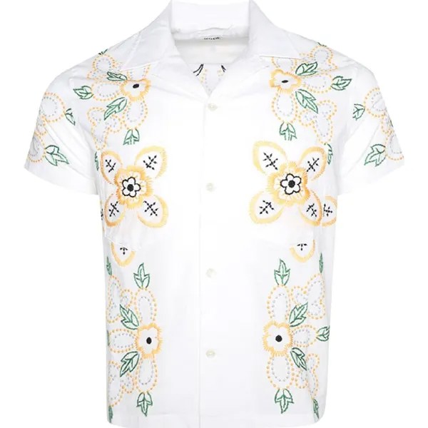 Рубашка Bode Embroidered Buttercup Short-Sleeve, светло-кремовый/мультиколор