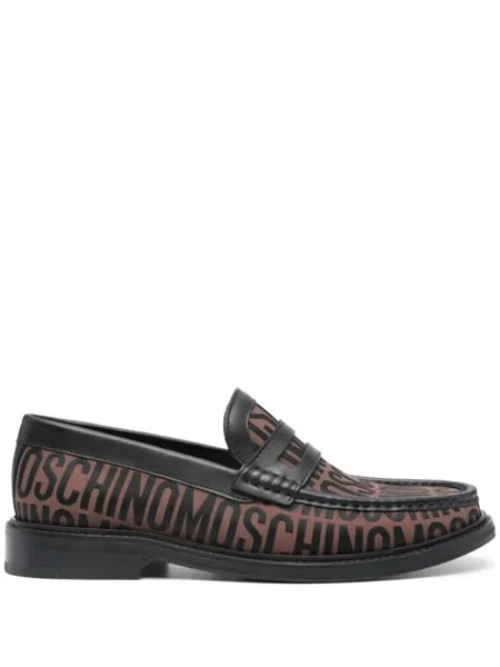Moschino лоферы с жаккардовым логотипом, коричневый