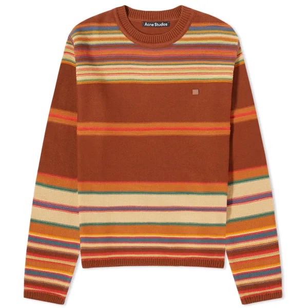 Джемпер Acne Studios Kenzil Stripes Face, цвет Cinnamon Brown & Multi