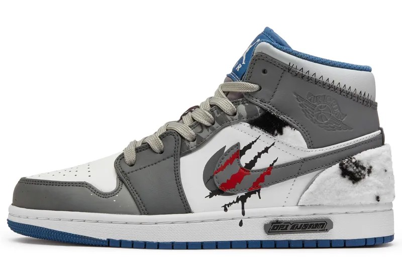 Кроссовки Air Jordan 1 Vintage Basketball Shoes Women's Mid-top Grey/white, темно-серый