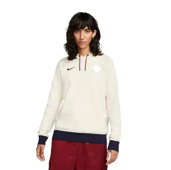 Толстовка (WMNS) Nike Paris Saint-Germain Essential Soccer Fleece Pullover Hoodie 'Coconut Milk', цвет coconut milk/blackened blue