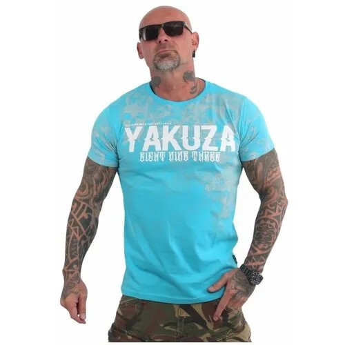 Футболка Yakuza, хлопок, размер 2XL, голубой