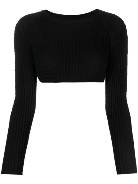 Issey Miyake плиссированный укороченный топ, черный