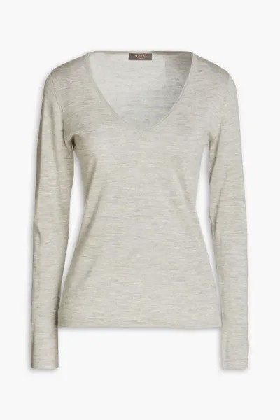 Меланжевый кашемировый свитер N.Peal, светло-серый
