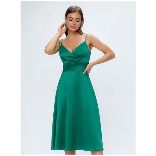 Платье 1001dress, вечернее, миди, размер 50, зеленый