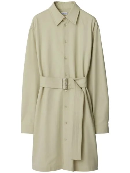 Burberry платье-рубашка с поясом и вырезами, нейтральный цвет