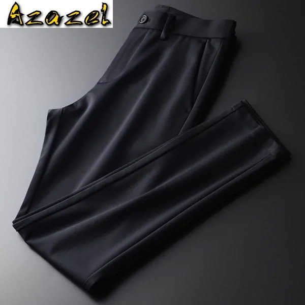 Брюки Azazel мужские однотонные, деловой и повседневный костюм, штаны тёмно-синего цвета, приталенные, плотные, на осень и зиму