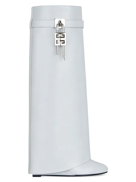Брюки-сапоги Shark Lock из натуральной кожи Givenchy, серый