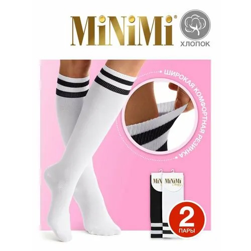 Гольфы MiNiMi, 2 пары, размер 35-38 (23-25), черный, белый