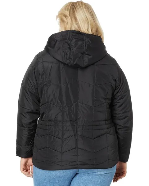 Пуховик U.S. POLO ASSN. Plus Size Zigzag Wave Cozy Faux Fur Lining Hooded Quilted Puffer, черный