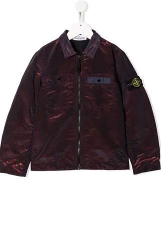 Stone Island Junior куртка-рубашка с блестящим эффектом