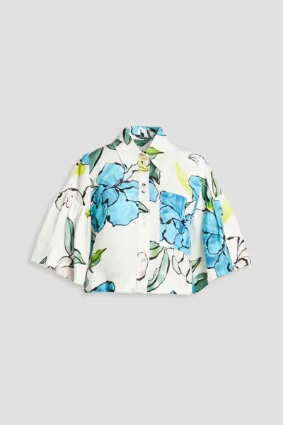 Рубашка Odette Chevron из смесового льна и шелка Aje., белый