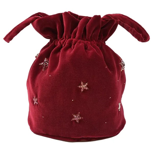 Бордовая бархатная сумка со стразами, 14x14x18 см IL Gufo детская