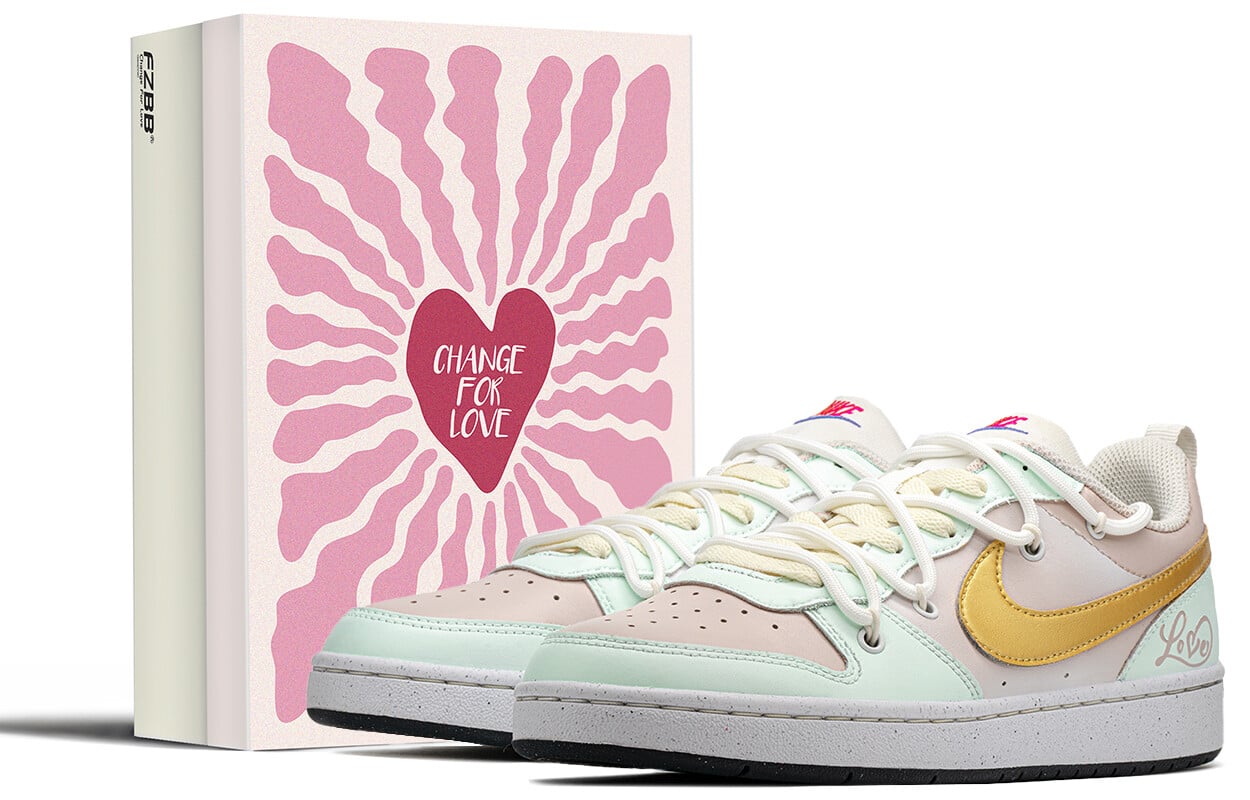 Кроссовки Nike Court Borough Skateboarding Shoes Women's Low-top Blue/pink/gold, золотой