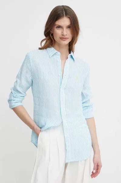 Льняная рубашка Polo Ralph Lauren, синий
