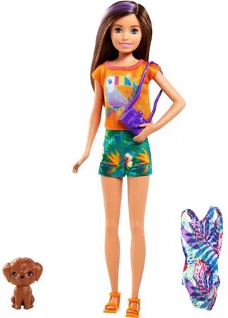 Barbie Игровой Набор кукла Стейси рыжеволосая в платье с питомцем