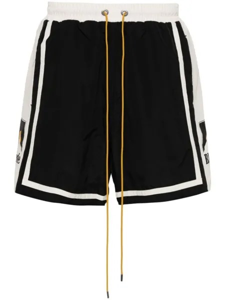 RHUDE спортивные шорты в стиле колор-блок, черный