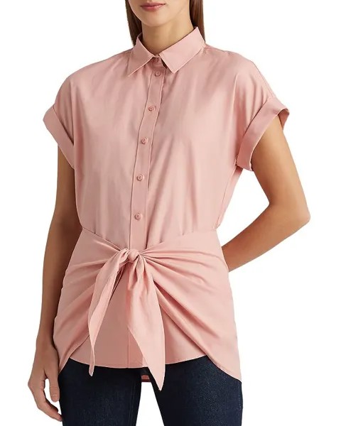 Хлопковая рубашка с завязками спереди Ralph Lauren