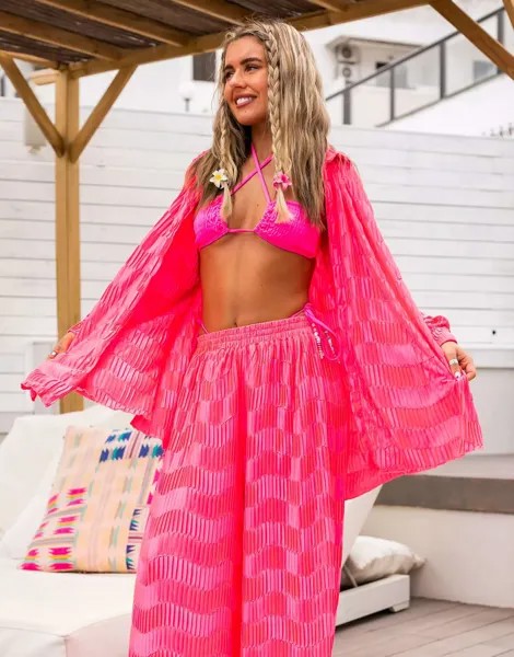 Розовая пляжная рубашка оверсайз South Beach X Miss Molly