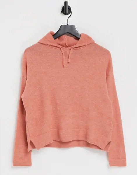 Трикотажный худи кораллового цвета Topshop-Розовый цвет