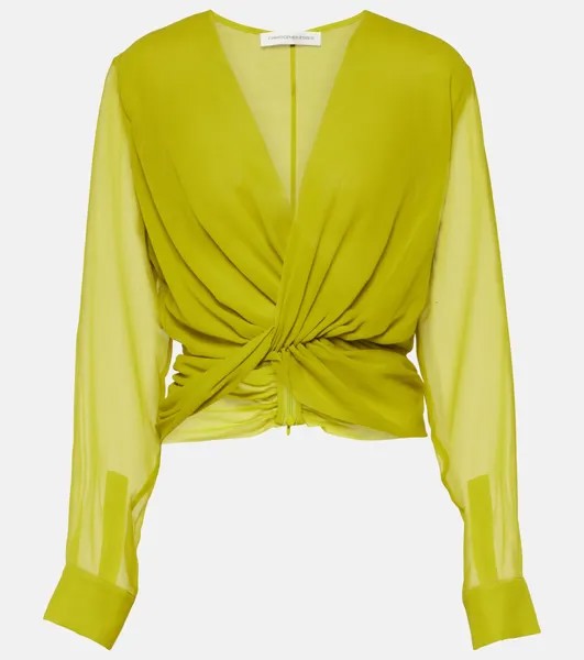 Блузка springs из шелкового жоржета Christopher Esber, зеленый