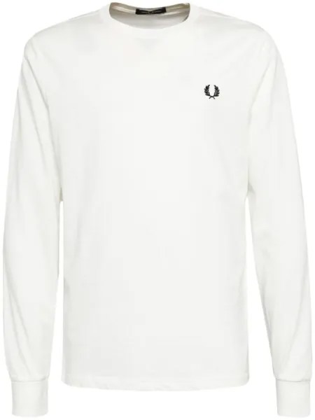 Fred Perry футболка с длинными рукавами и вышитым логотипом, белый