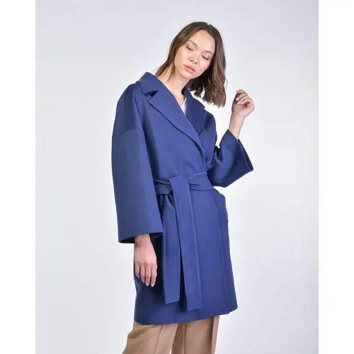 Пальто-реглан  Heresis демисезонное, шерсть, силуэт прямой, средней длины, размер 42, синий