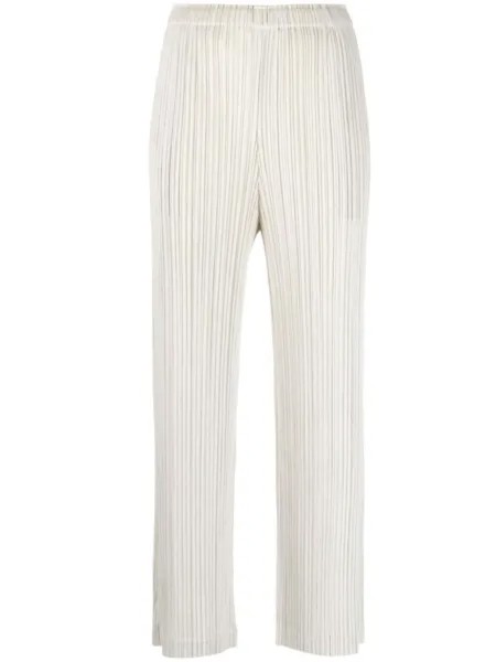Pleats Please Issey Miyake плиссированные брюки прямого кроя, нейтральный цвет